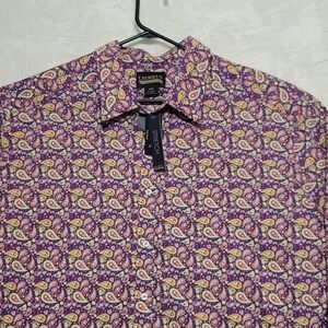 Cremieux Premium Denim Mens Shirt Sz 3XB Paisley Purple Long Sleeves New